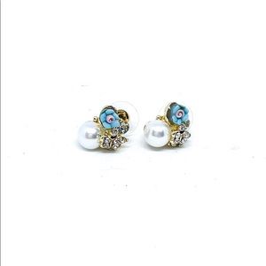 Gold Pearl Rhinestone Resin Earring